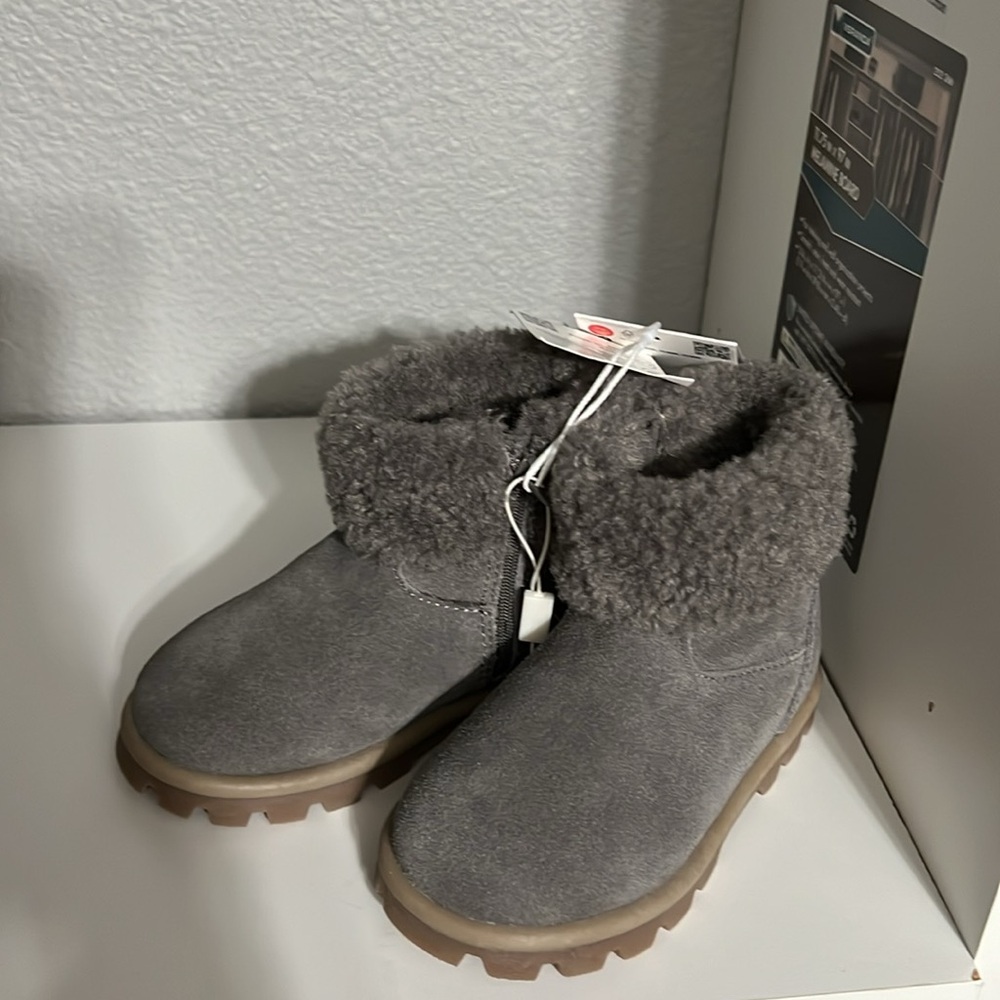 Zara gray lined leather boots size US 5.5 new baby boy girl
